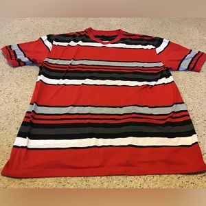 BLAC LACQUER MENS STRIPE TOP V NECK SS SZ 4X EUC